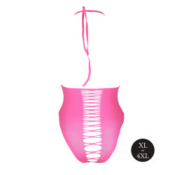 Ouch! Glow Body échancré ouvert à l'entrejambe avec dos nu Rose Fluo